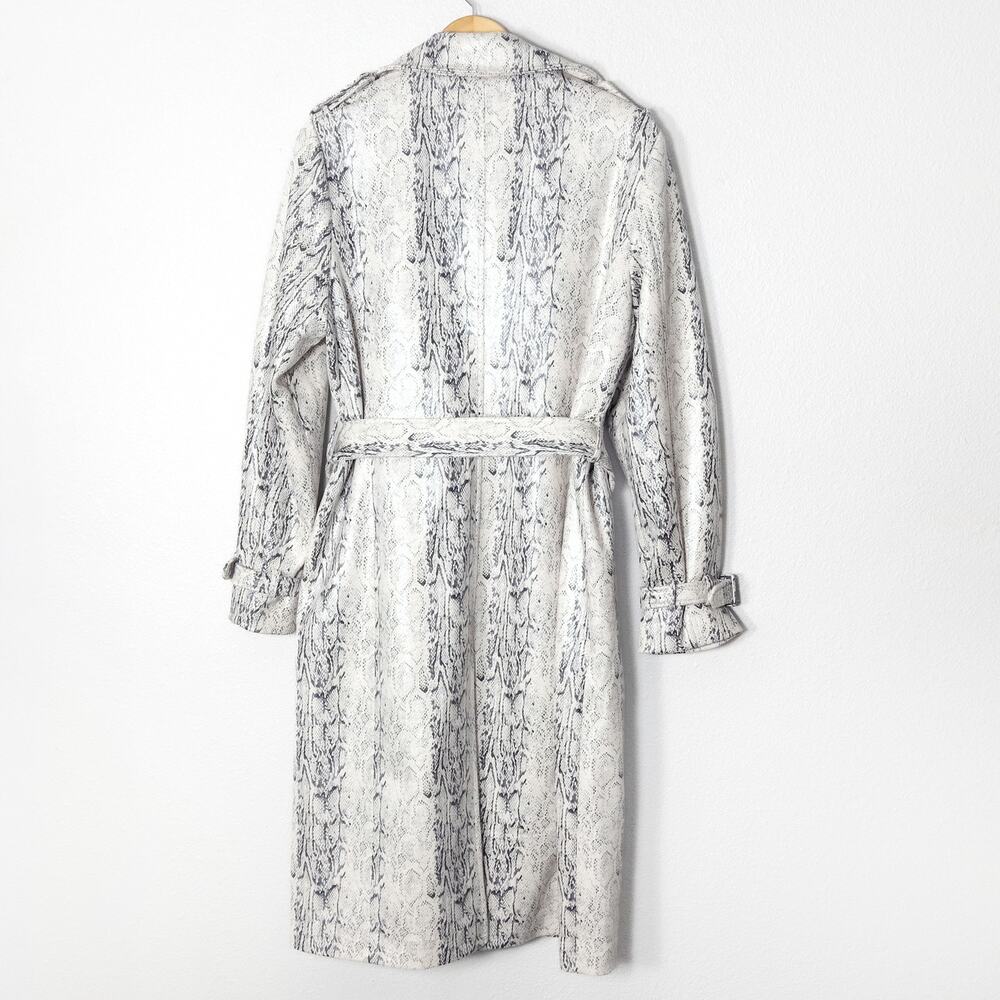 Anthropologie Avec Les Filles Size L White Animal Print Trench Coat - Picture 2 of 12